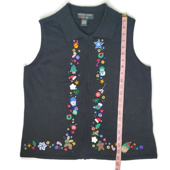 Hampshire studio SNOW winter zip up Christmas themed vest size large. - Picture 6 of 6